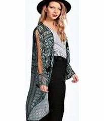 boohoo Katherine Dipped Back Printed Maxi Kimono -