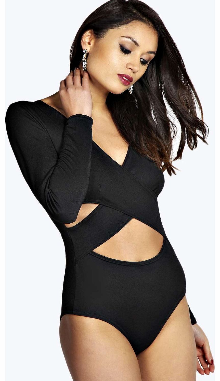Katie Cross Front Long Sleeve Body - black