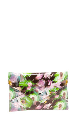 boohoo Katie Oversized Patent Floral Envelope Clutch