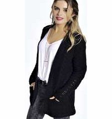 boohoo Katie Zig Zag Stitch Cardigan - black azz21525