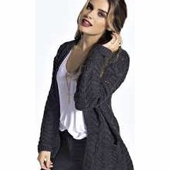 boohoo Katie Zig Zag Stitch Cardigan - slate azz21525