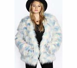 boohoo Katja Rainbow Pastel Faux Fur Coat - multi