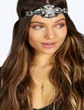 boohoo Kayley Floral Gem Headband - silver azz11956