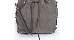 Keira Suede Effect Drawstring Duffle Bag - grey