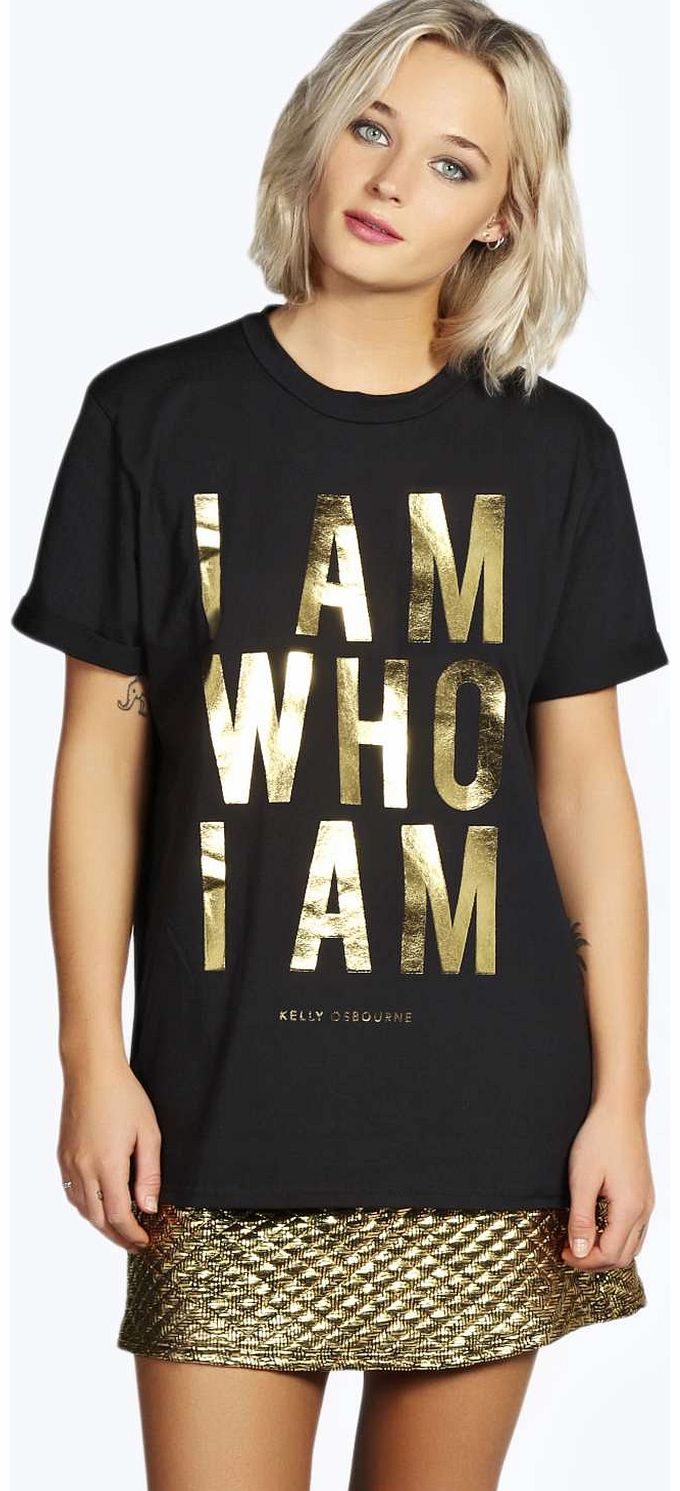 boohoo Kelly Osbourne Slogan Charity Tee - black azz13059