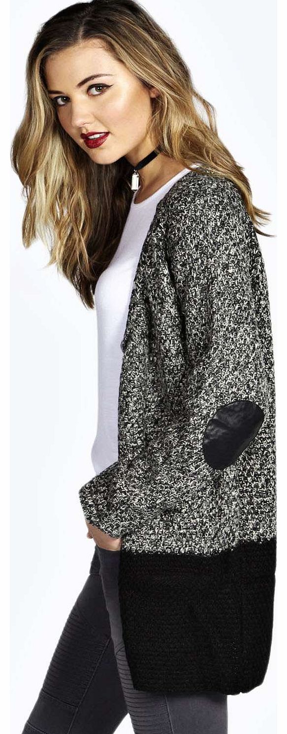 Kim Chunky Colour Block Cardigan - black azz14384