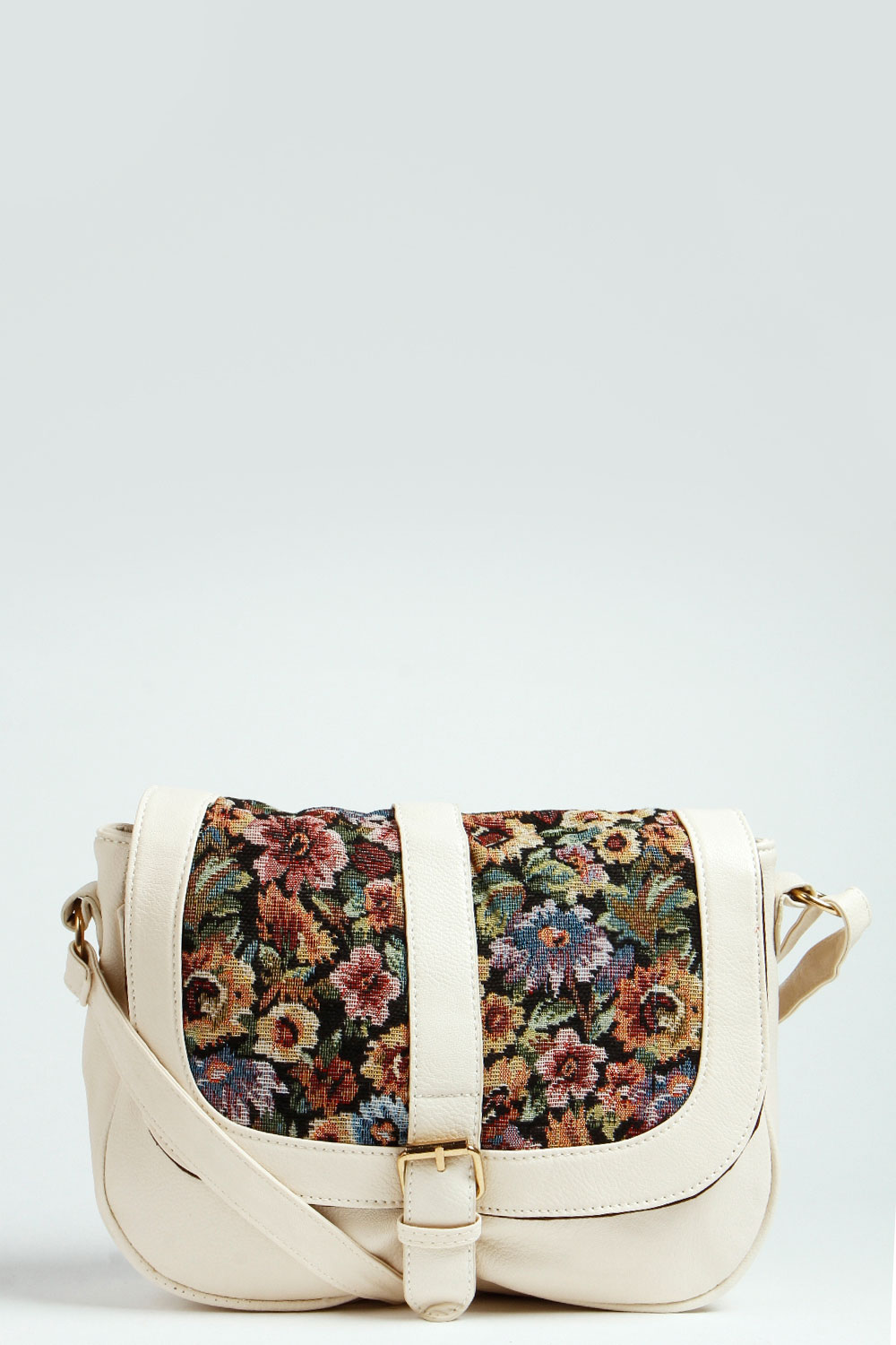 boohoo Kimberly Tapestry Shoulder Bag - cream,