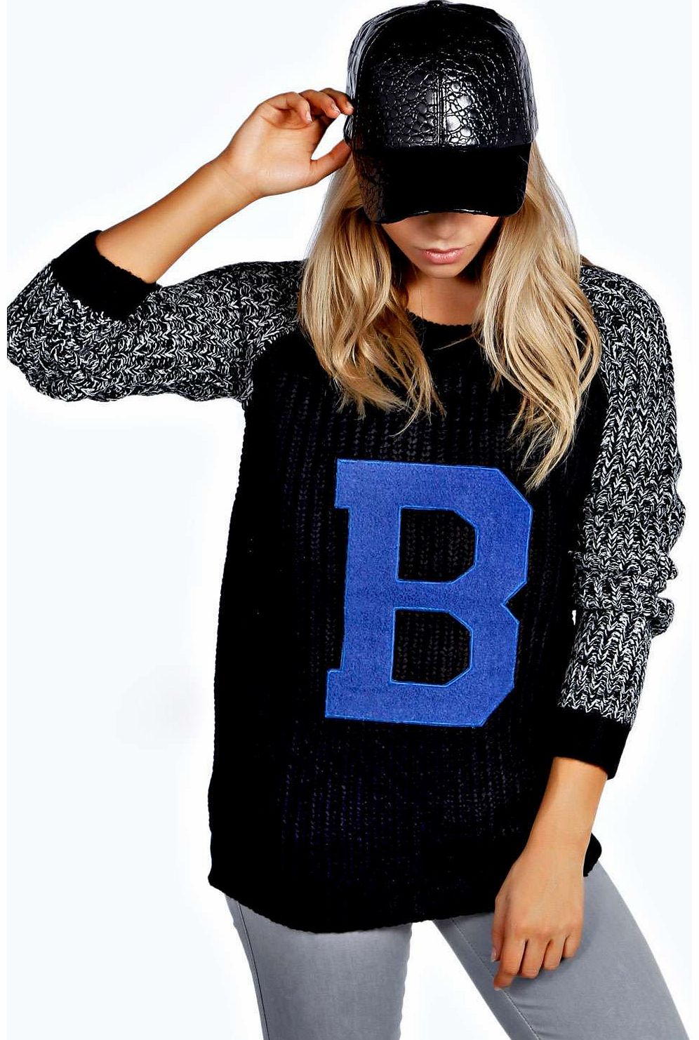 boohoo Kimmy B Sports Jumper - black azz14067