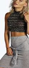 boohoo Knitted Tie Waist Midi Skirt - grey marl azz06959