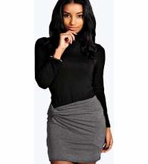 boohoo Knot Drape Mini Skirt - charcoal azz12190