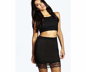 boohoo Lace Trim Mini Skirt - black azz12796