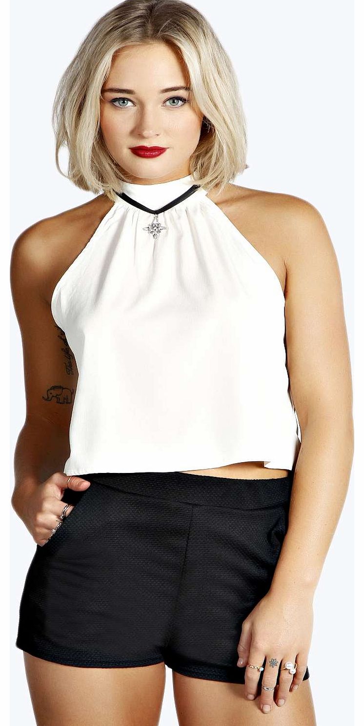 Lara High Waisted Stretch Crepe Shorts - black