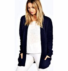 boohoo Lara Patterned NEP Yarn Cardigan - navy azz21290