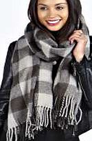 Large Check Blanket Scarf - grey azz20098