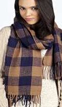 boohoo Large Check Blanket Scarf - mustard azz20097