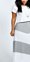 boohoo Large Striped Jersey Maxi Skirt - grey azz33309