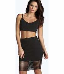 boohoo Laser Cut Skirt Co-Ord Set - black azz13189