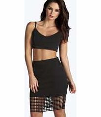 boohoo Laser Cut Skirt Co-Ord Set - black azz13189
