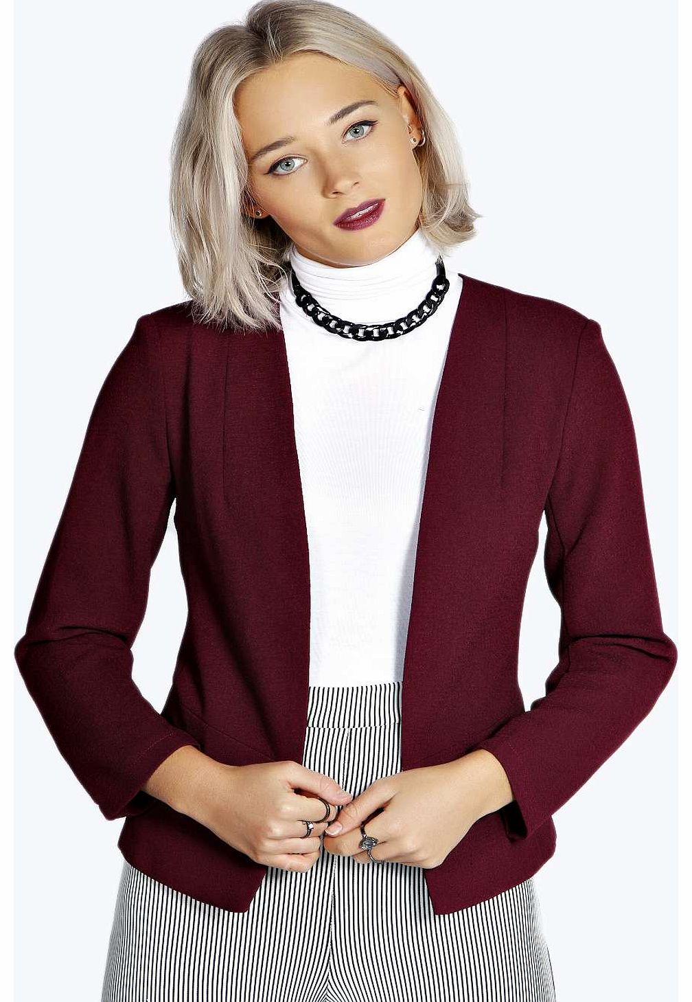 boohoo Laura Collarless Tailored Blazer - grape azz19163
