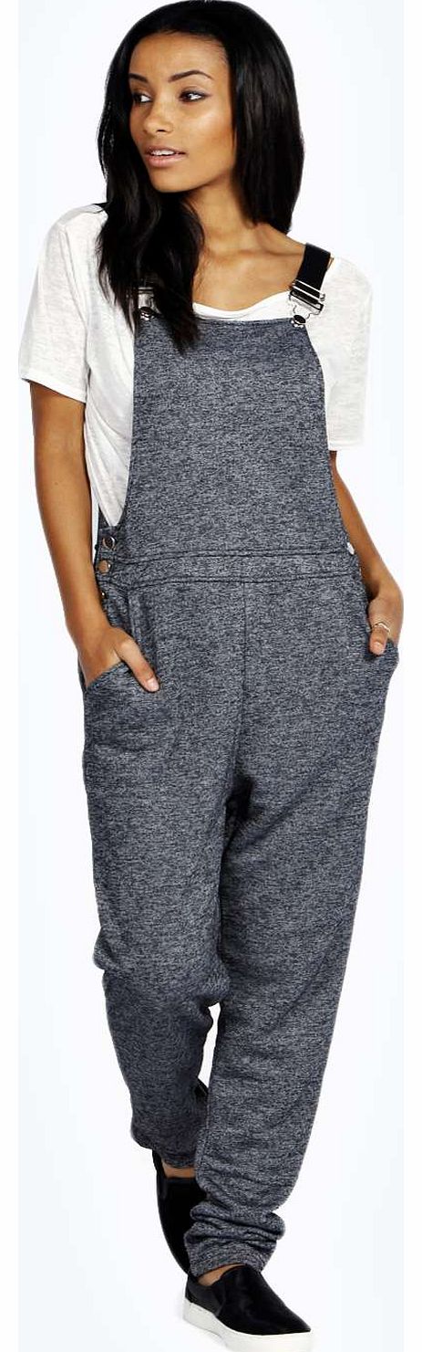 boohoo Laura Slub Knitted Dungaree Jumpsuit - grey