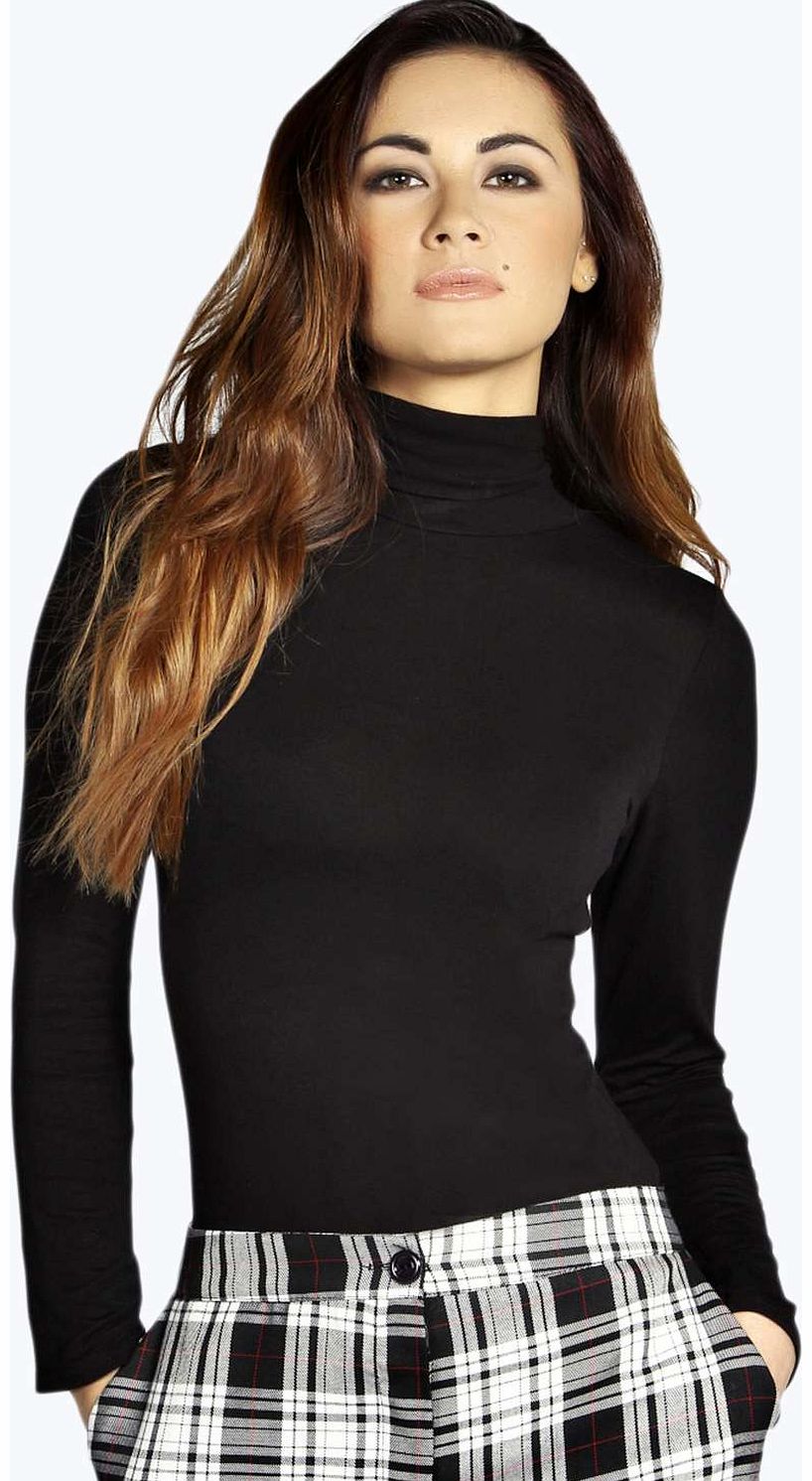 boohoo Laura Turtle Neck Long Sleeve Top - black azz14898