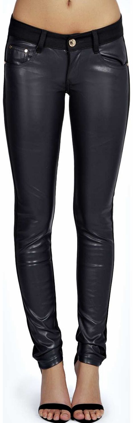 Laura Wet Look Front Jeggings - stone