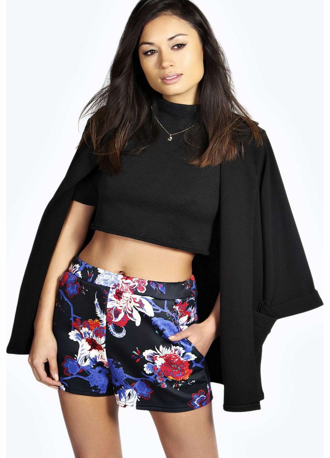 Lauren Floral Print Scuba Shorts - multi azz16927