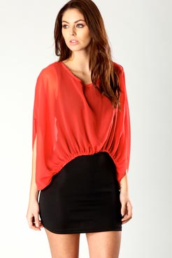 boohoo Leah 2 in 1 Blouse Dress Female