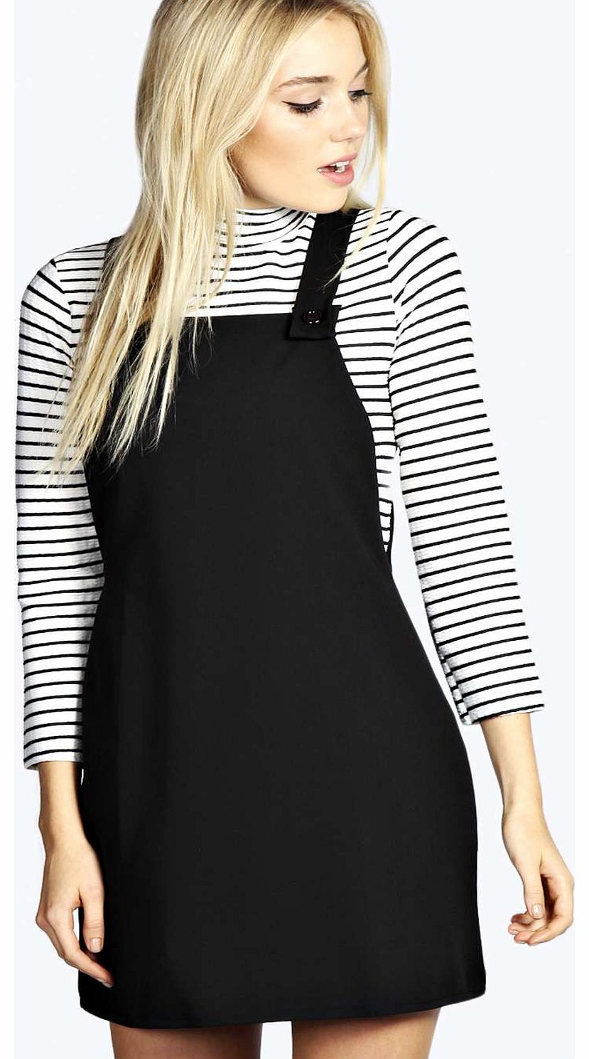boohoo Leandra Woven Pinafore Dress - black azz17865