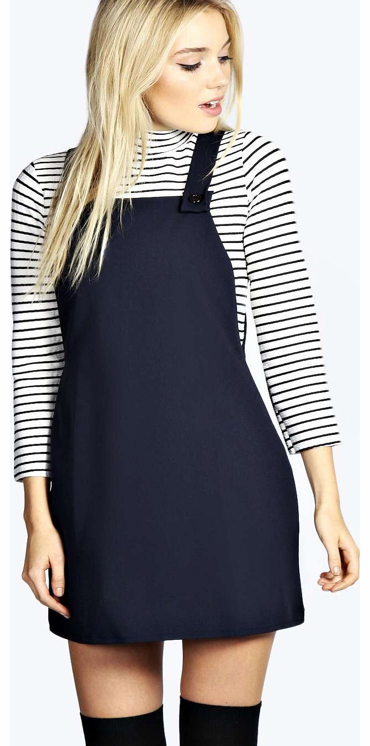 boohoo Leandra Woven Pinafore Dress - navy azz17865