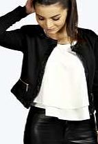 boohoo Leather Look Trim Jacket - black azz05367