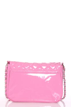 Boohoo Leila Patent Quilted Chain Strap Shoulder Bag