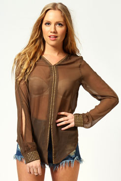 Letitia Blouse With Gold Stud Detail Female