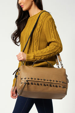 boohoo Lexi Leather Look Stud Bag Female