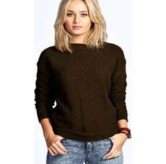 boohoo Lexi Patterned NEP Yarn Jumper - khaki azz21291