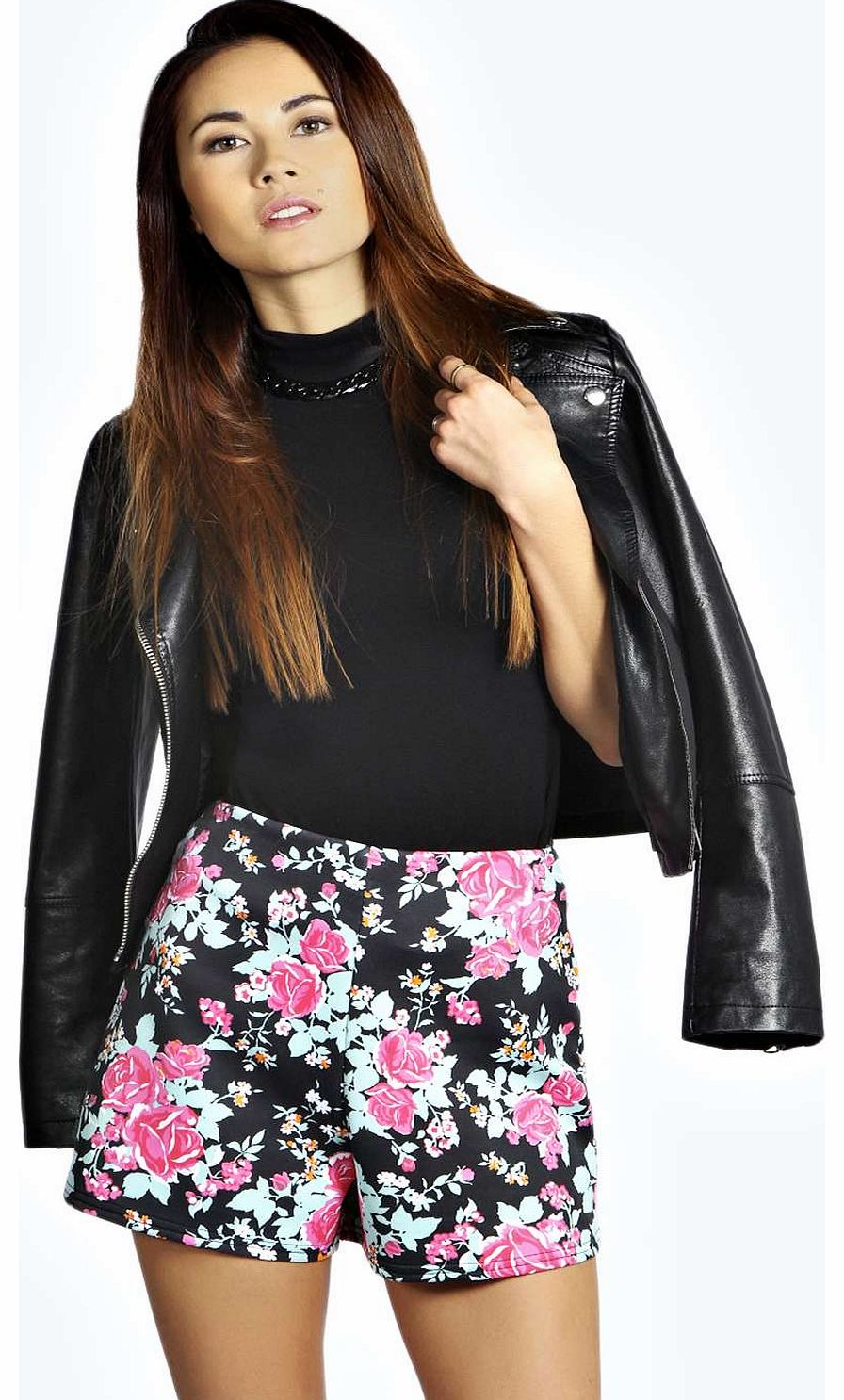 Libby Rose Print Flippy Scuba Shorts - multi