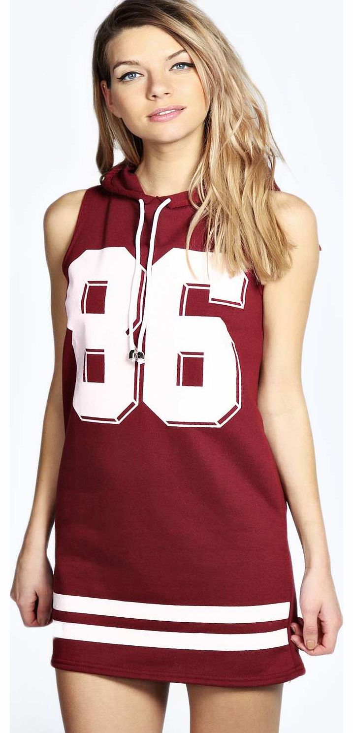 boohoo Lila 86 Sports Hooded Lounge Dress - wine azz17546