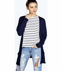 boohoo Lilly Long Sleeve Jersey Pocket Cardigan - navy