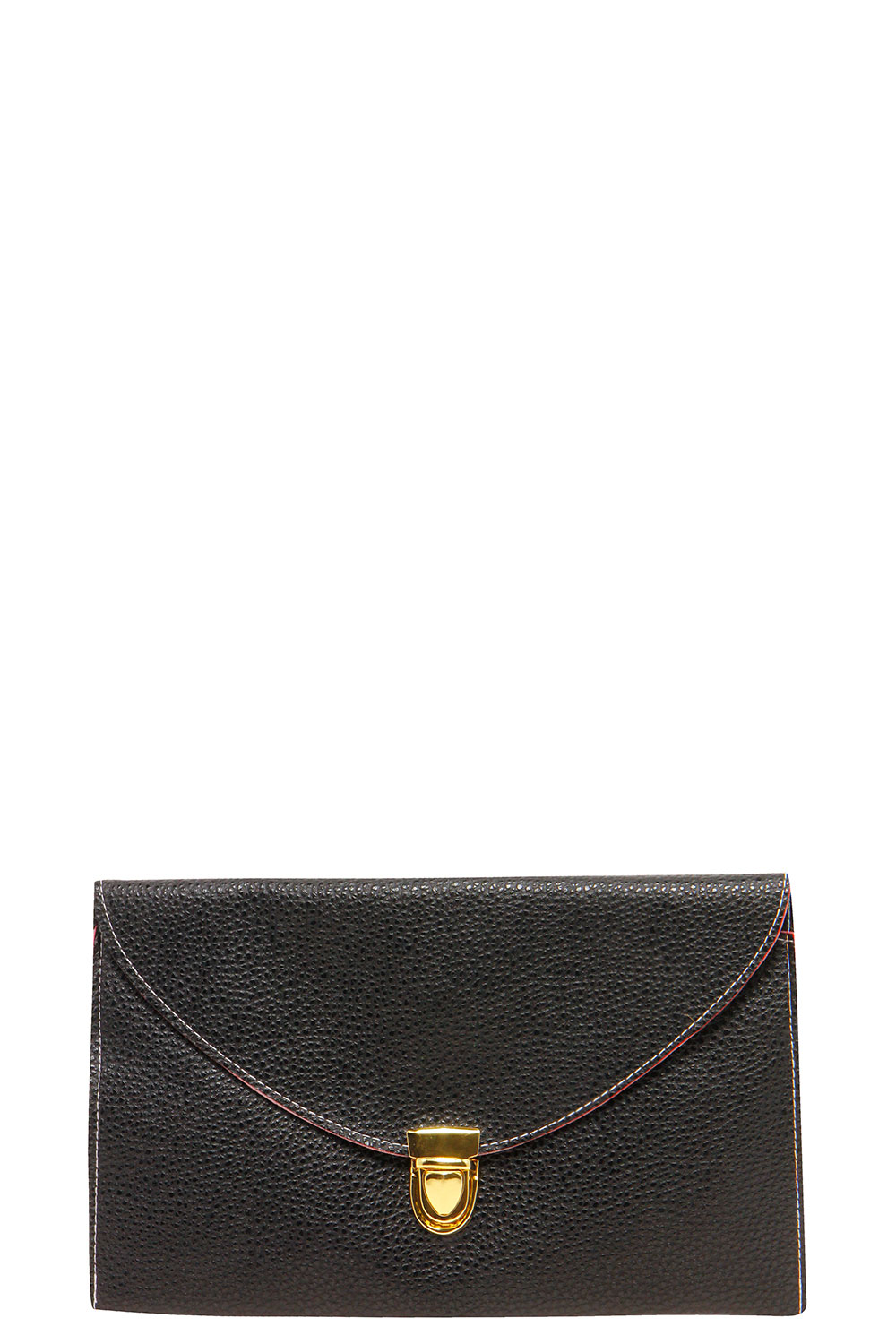 Lily Clasp Fasten Clutch Bag - black,