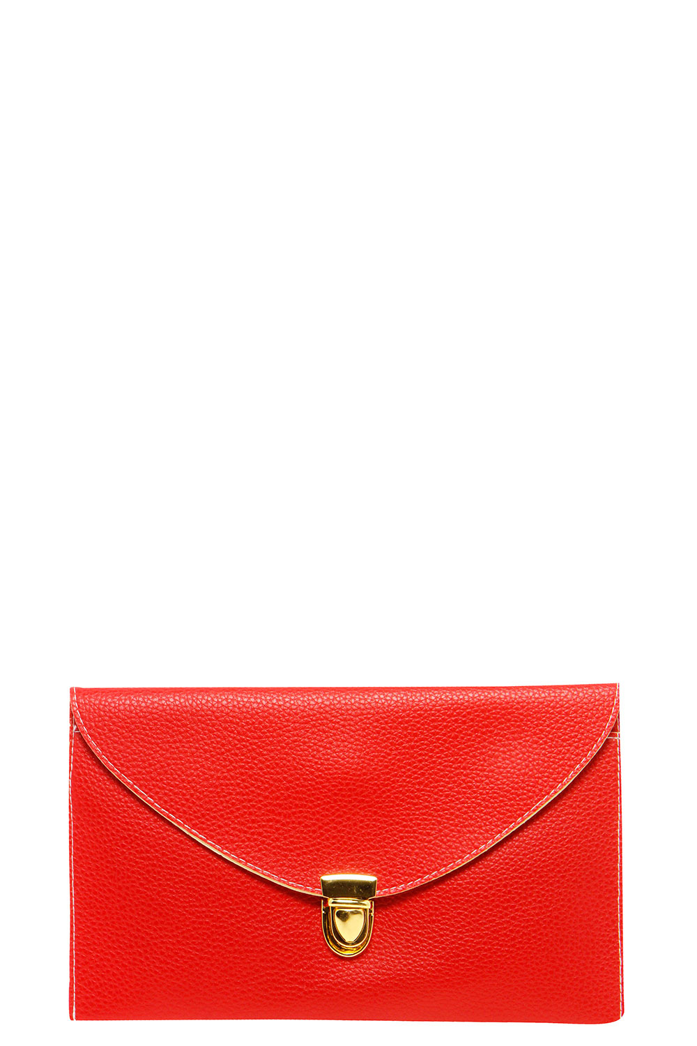 boohoo Lily Clasp Fasten Clutch Bag - red, red