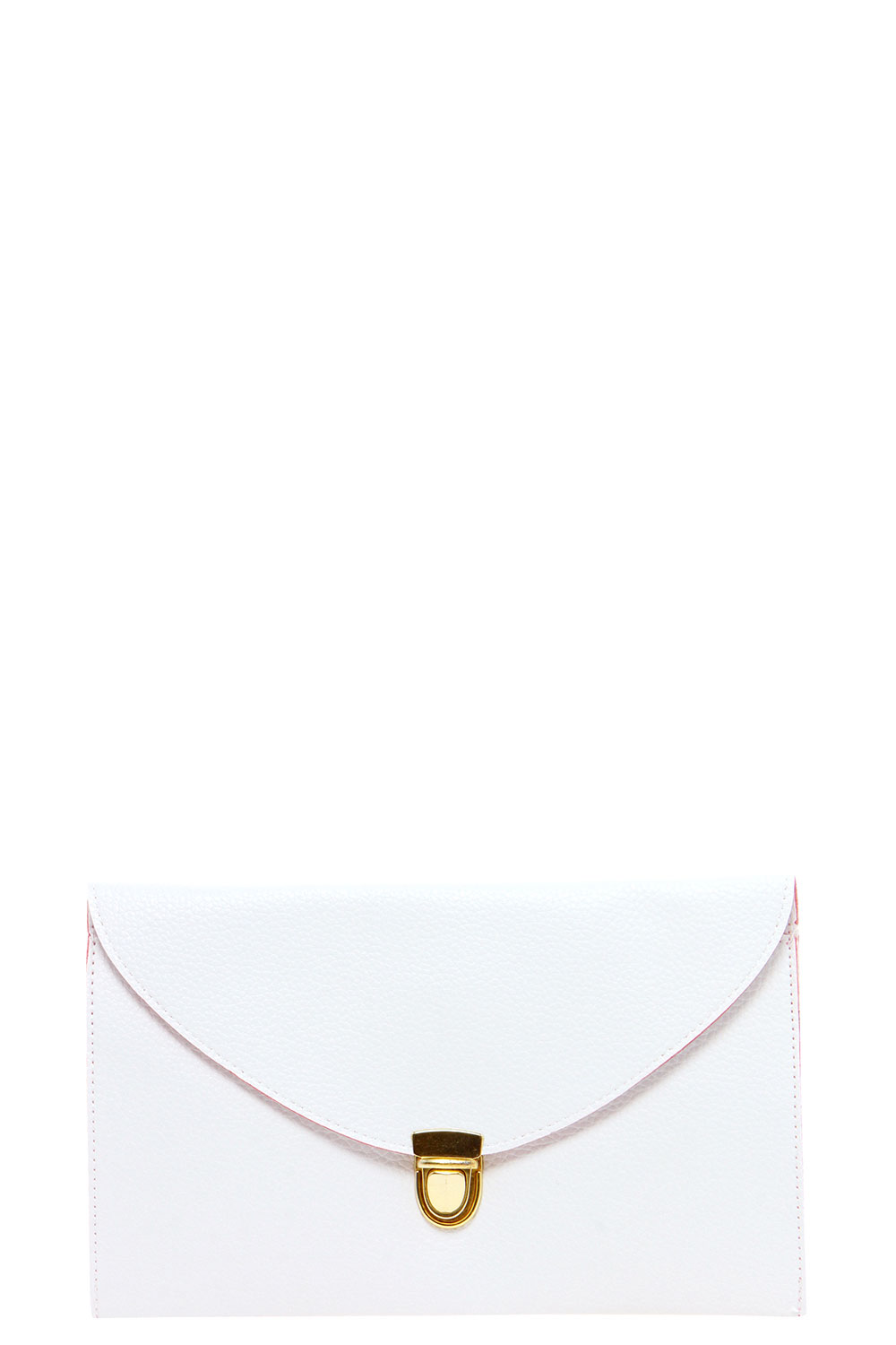 boohoo Lily Clasp Fasten Clutch Bag - white,