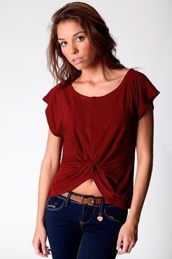 Boohoo Lisa Viscose Jersey Knot T-Shirt
