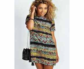 Livie Aztec Snake Print Short Sleeve Shfit Dress
