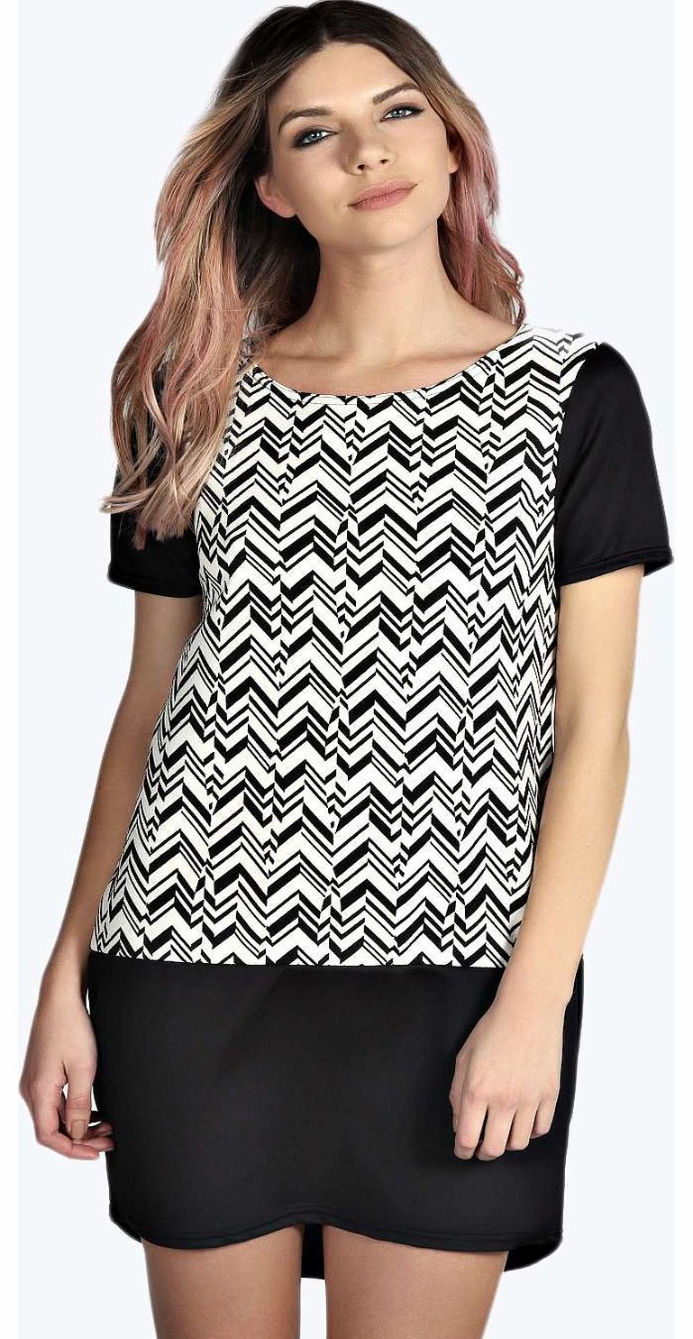 Lizzie Mono Printed Block Shift Dress - multi