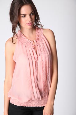 Boohoo Lizzy Sheer Cutaway Shoulder Halterneck Blouse
