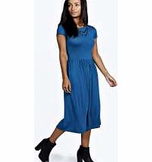boohoo Lola Cap Sleeve Midi Skater Dress - teal azz23060
