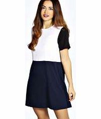 boohoo Lola Colour Block Shift Dress - navy azz22824