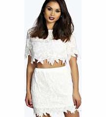 boohoo Lola Leaf Embroidered Mini Skirt - cream azz21378