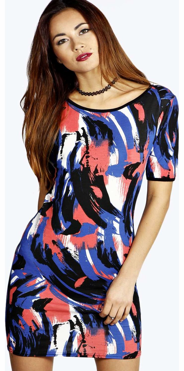 Lola Paint Print Bodycon Dress - multi azz15485