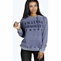 boohoo Lola Printed Acid Wash Hoodie - midnight azz19922